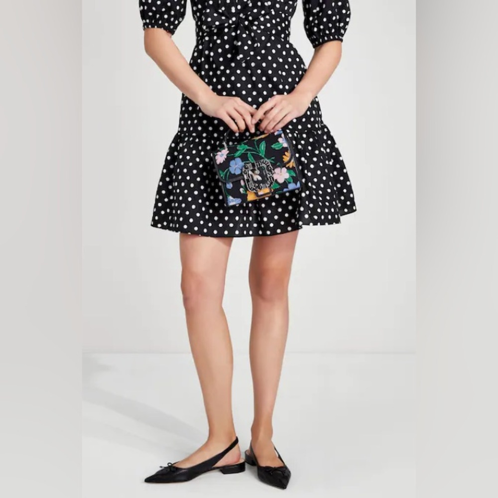 Kate Spade Lovitt Buckled Floral Jacquard Small Top-Handle Crossbody NWT
